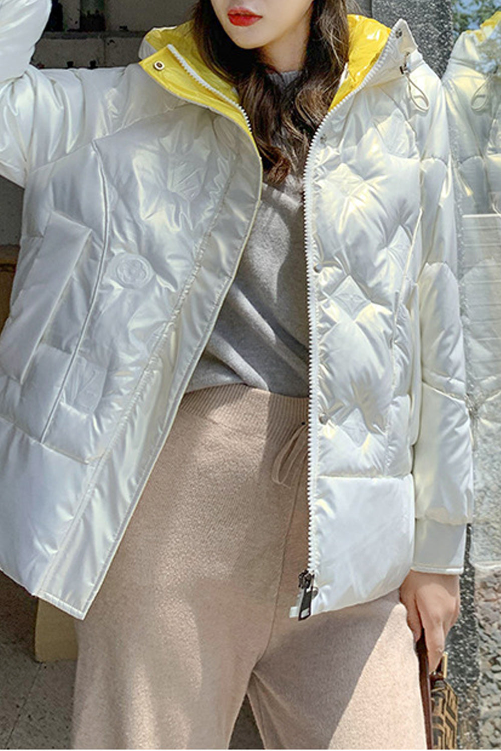 Women Warm Long Sleeve Charming Hooded Style Winter Padded Jacket