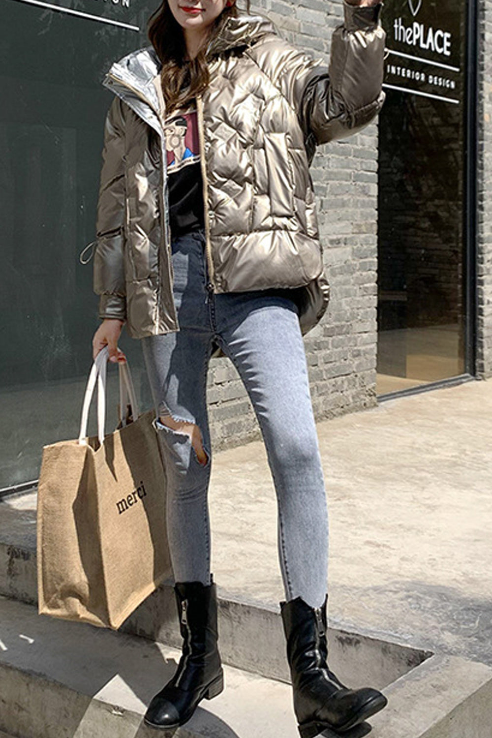 Women Warm Long Sleeve Charming Hooded Style Winter Padded Jacket