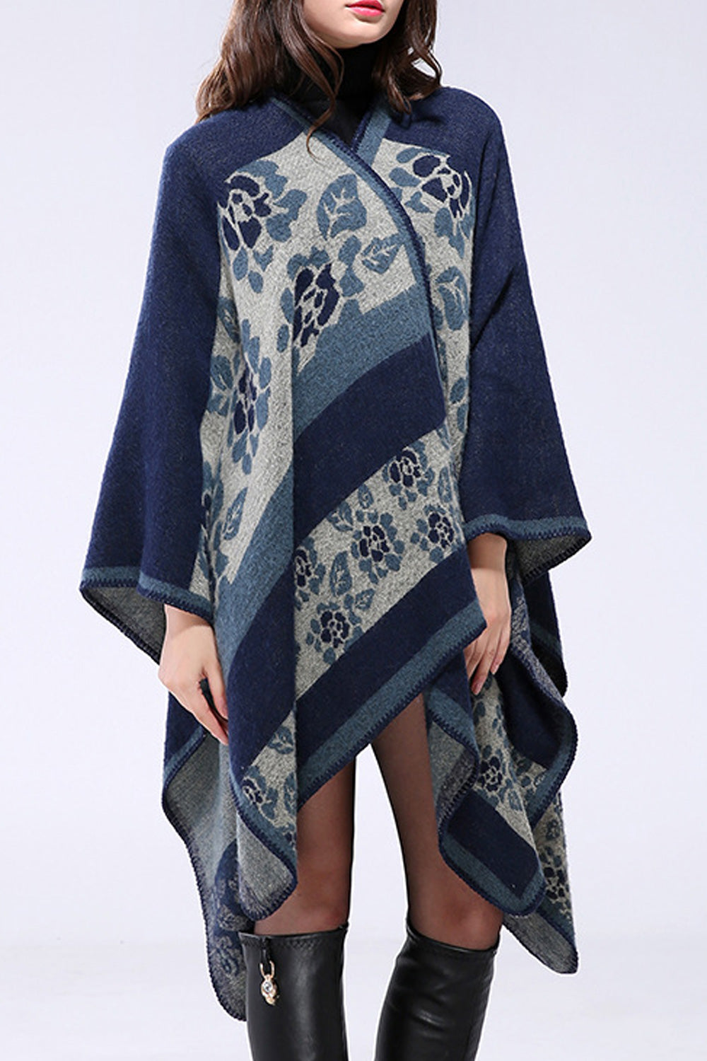 Women Fashionable Flower Printed Cashmere Warm Casual Shawl