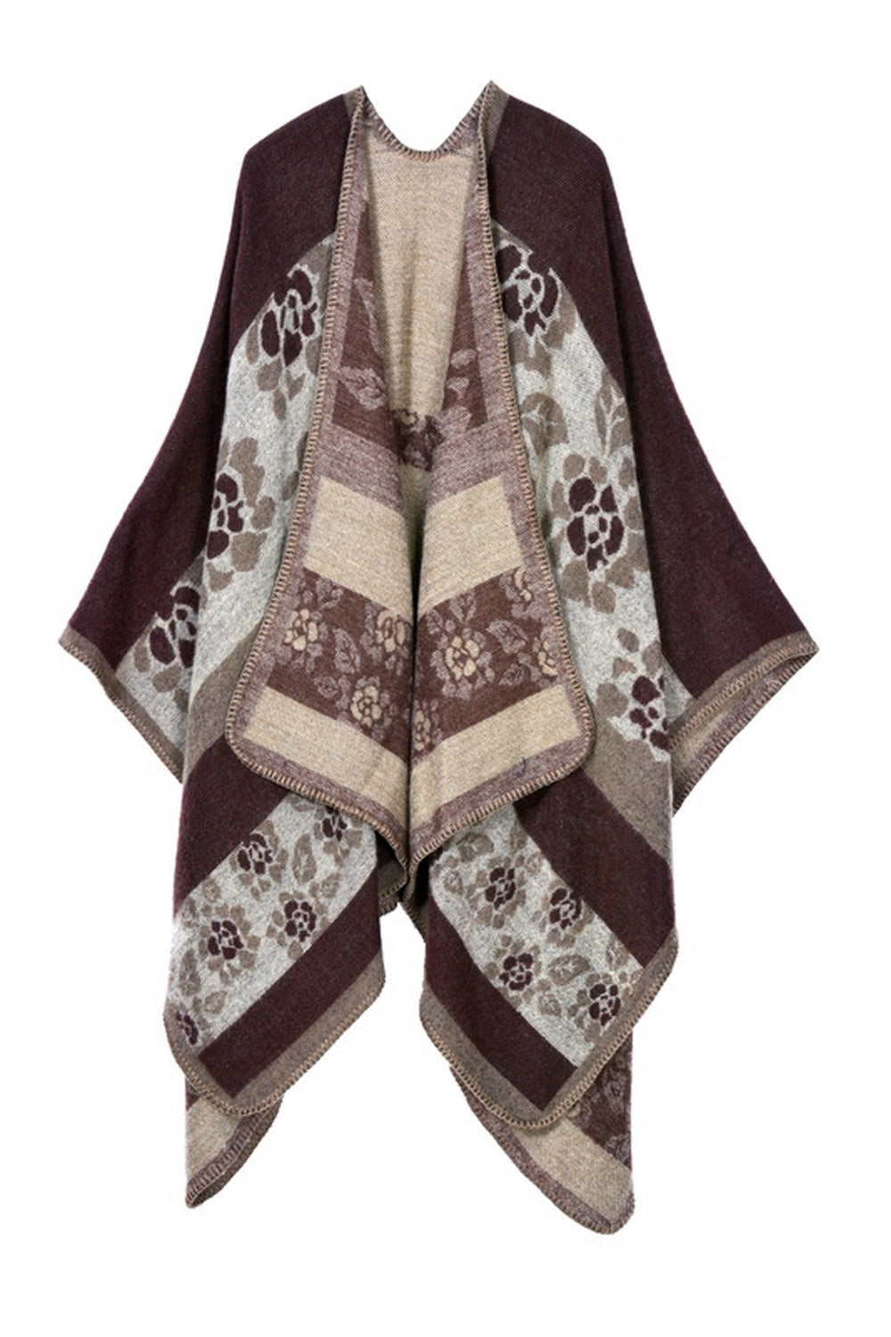 Women Fashionable Flower Printed Cashmere Warm Casual Shawl