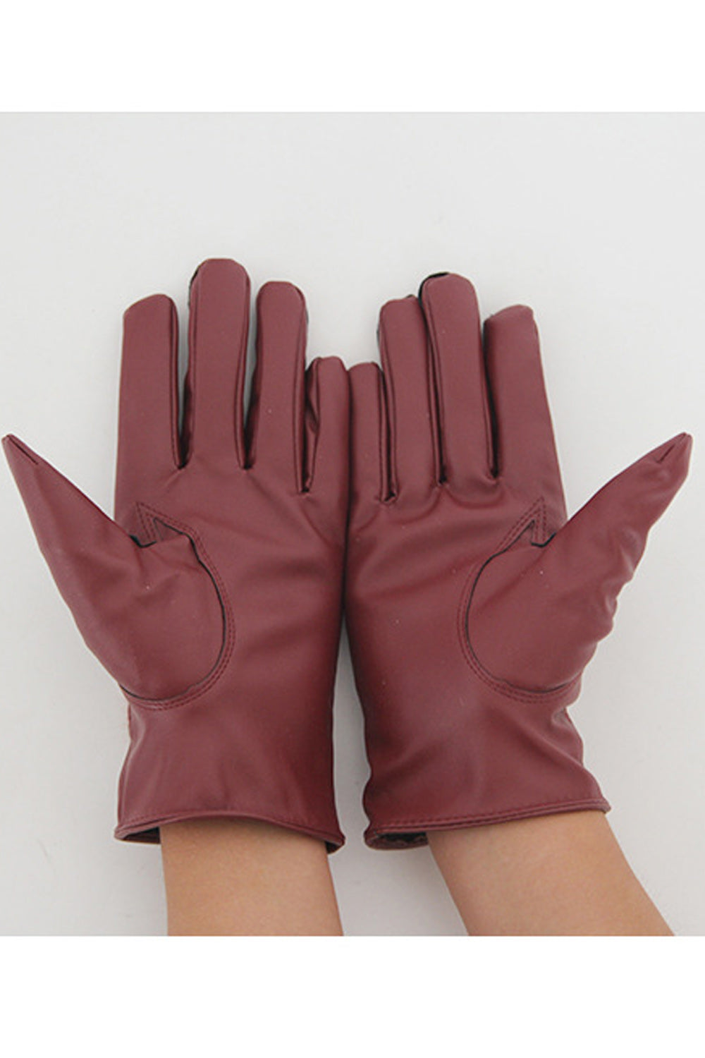 Women Beautiful Hairball Decoration Warm PU Gloves