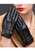 Women Durable Outdoor Riding Warm PU Gloves