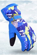 Women Thick Water Resistant Lattice Pattern Ski Gloves