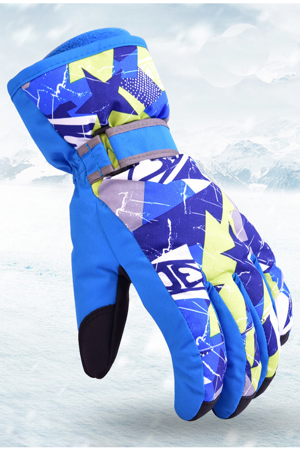 Women Thick Water Resistant Lattice Pattern Ski Gloves