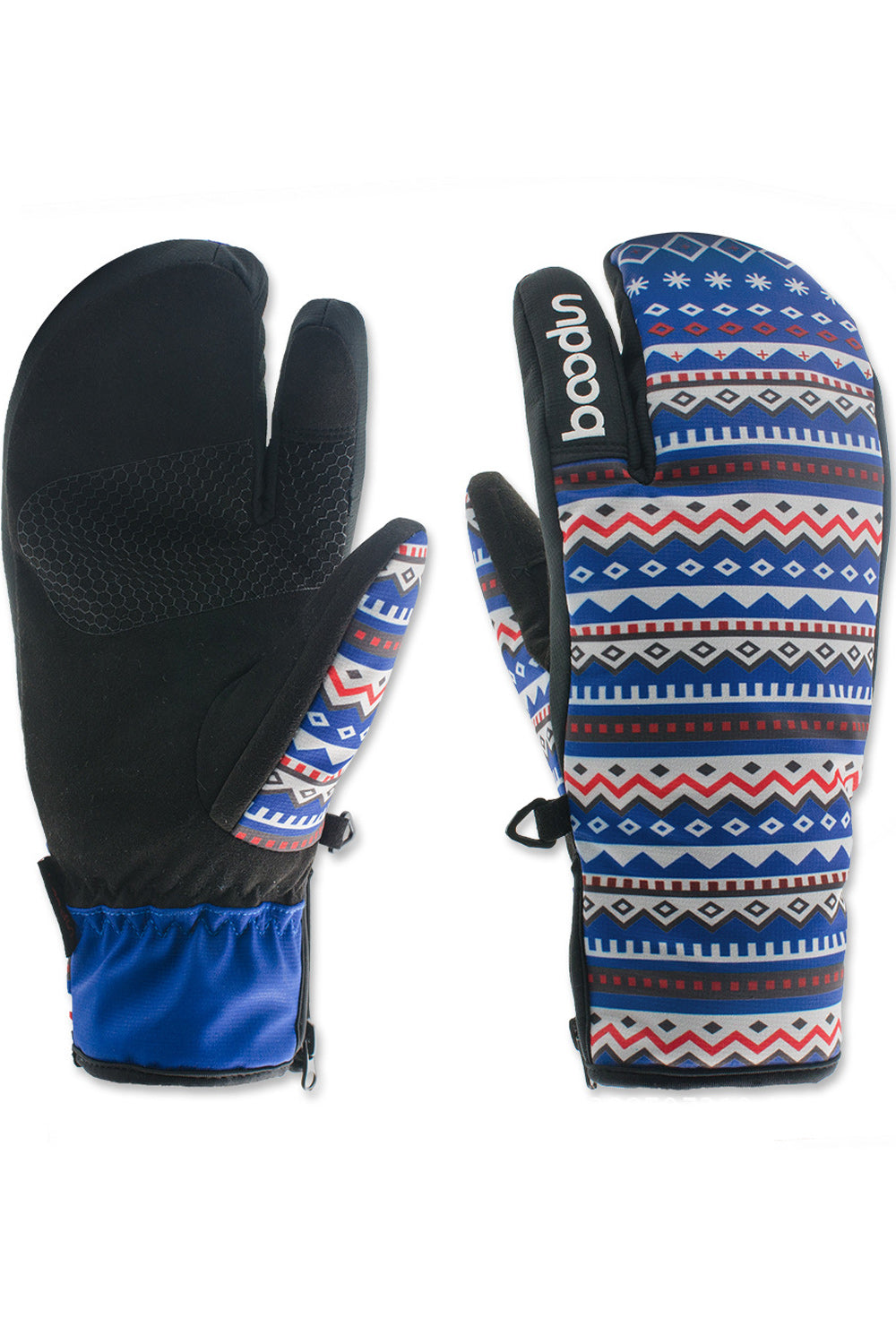 Women Printed Three Finger Warm & Thick Ski Gloves