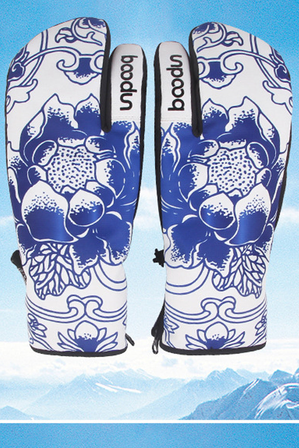 Women Printed Three Finger Warm & Thick Ski Gloves
