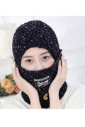Women Button Decorated Earmuffs Warm Knitted Hat