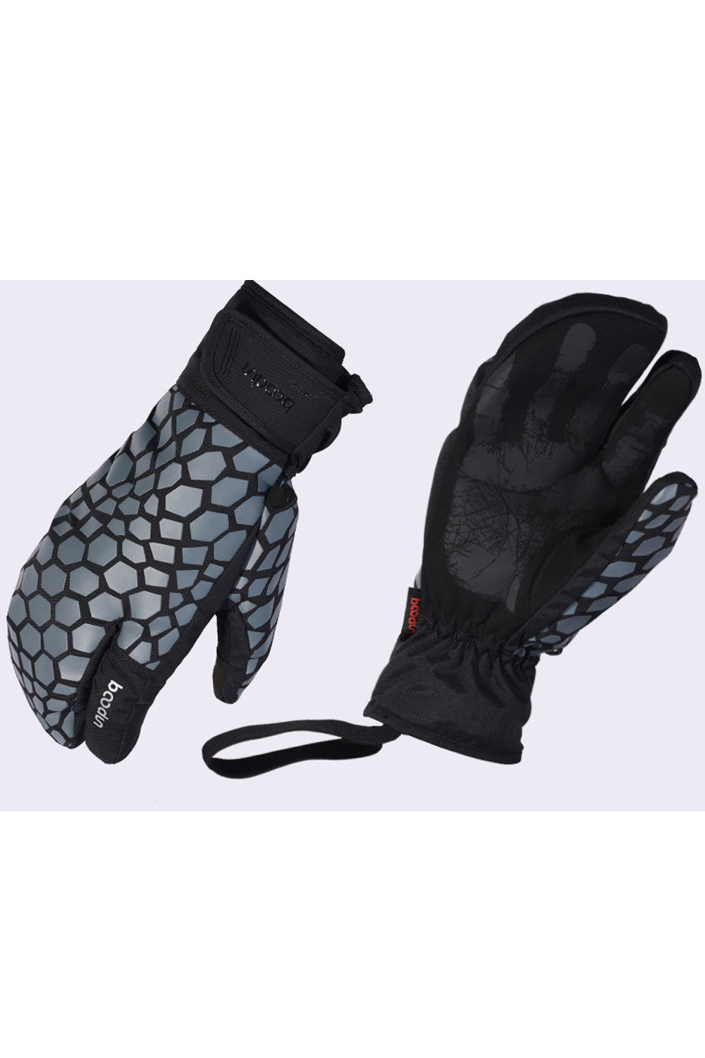 Women Geometric Pattern Warm Windproof Thick Ski Gloves