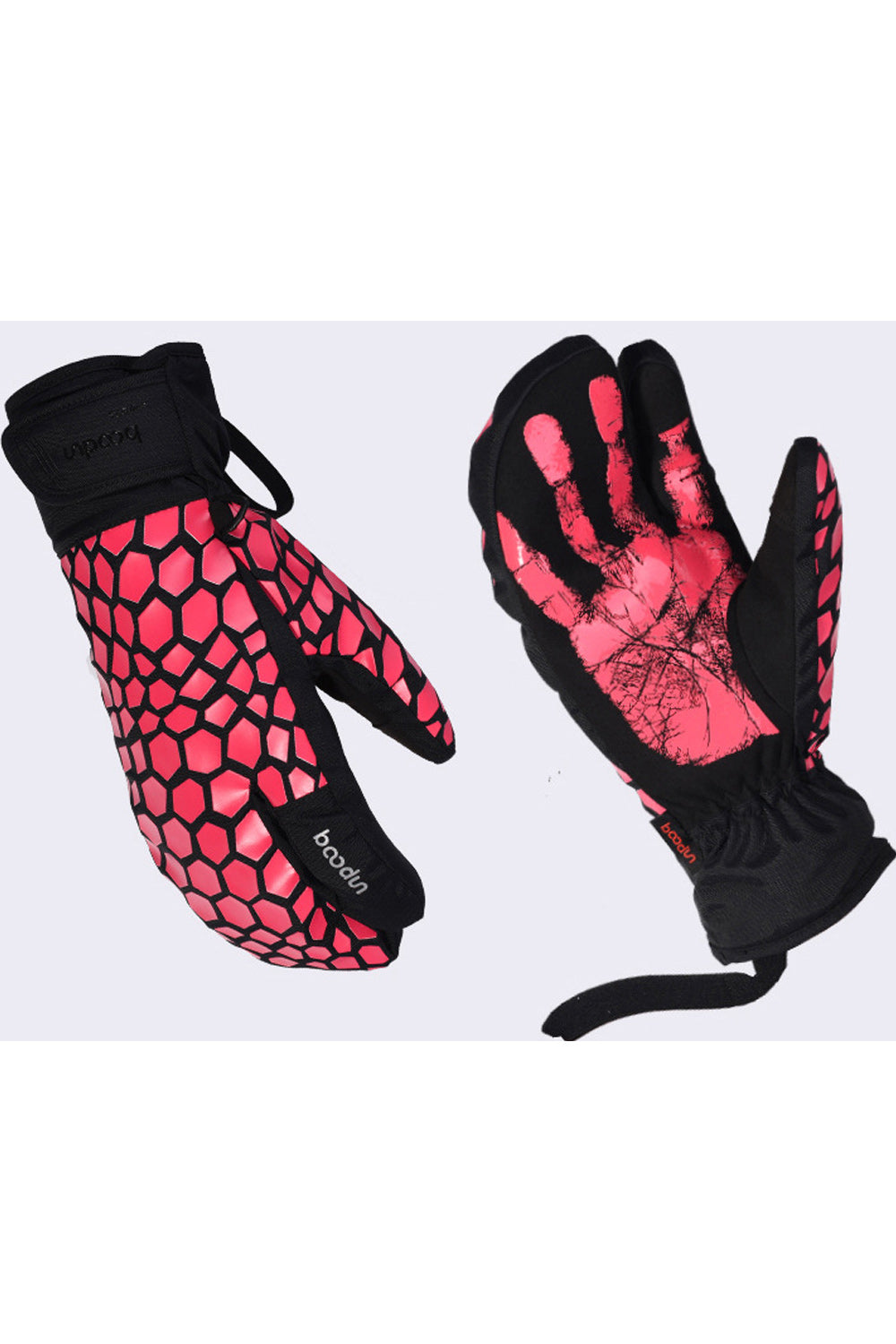 Women Geometric Pattern Warm Windproof Thick Ski Gloves