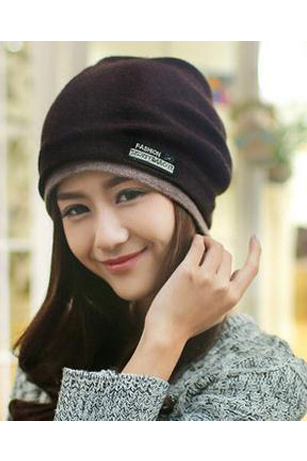 Women Ear Protection Soft Feel Windproof Knitted Hat