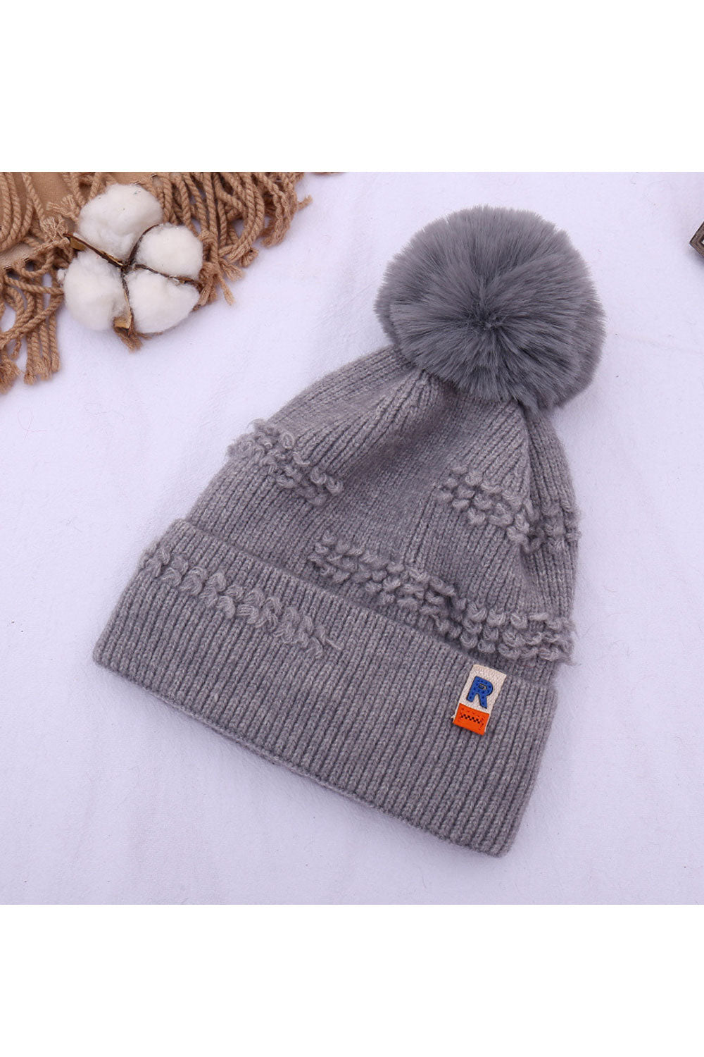 Women Fleece Ball Decoration Ear Protection Knitted Hat