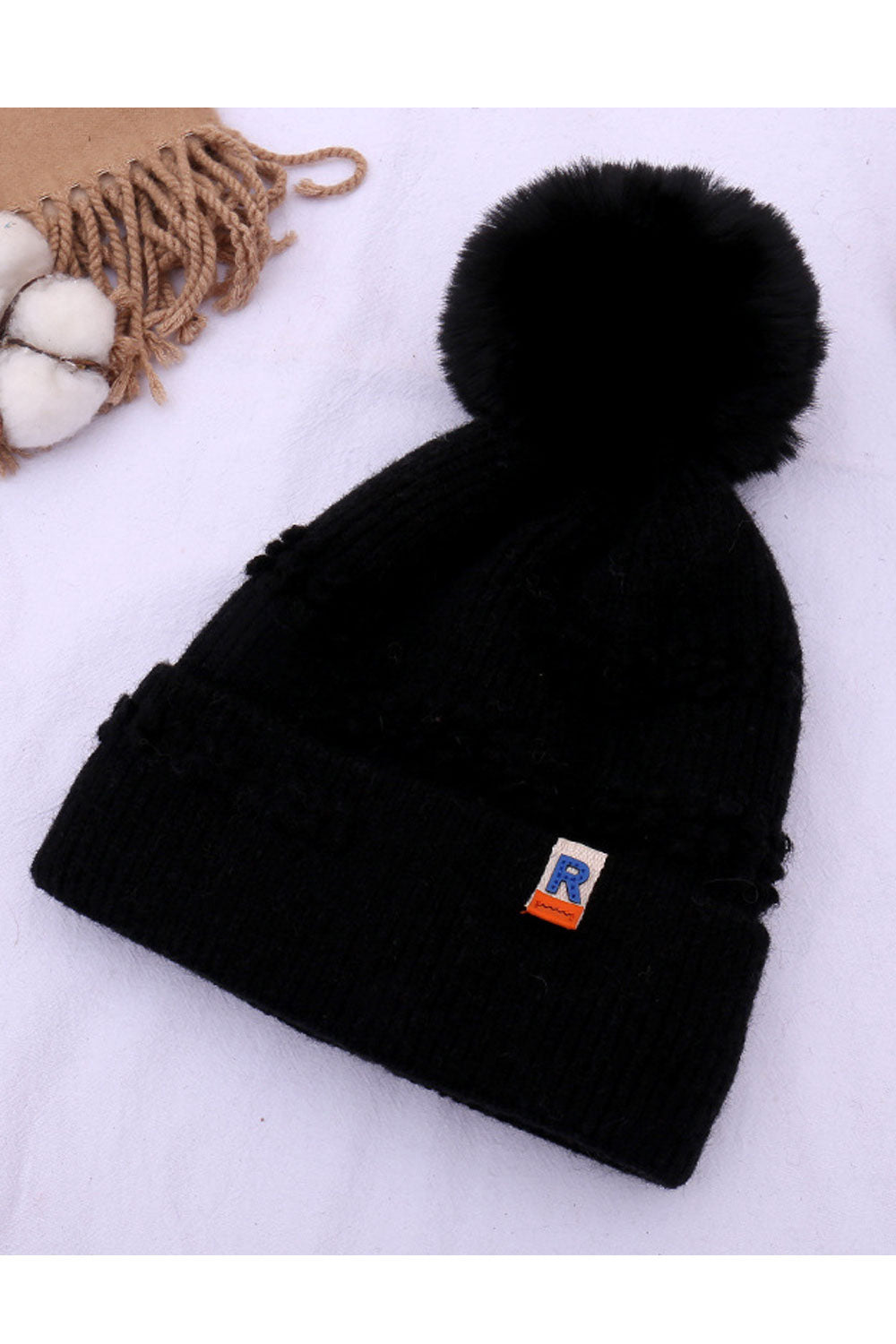 Women Fleece Ball Decoration Ear Protection Knitted Hat
