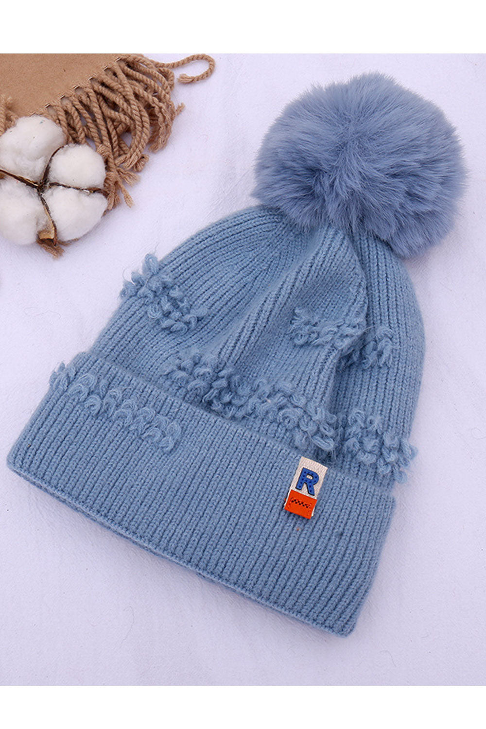 Women Fleece Ball Decoration Ear Protection Knitted Hat