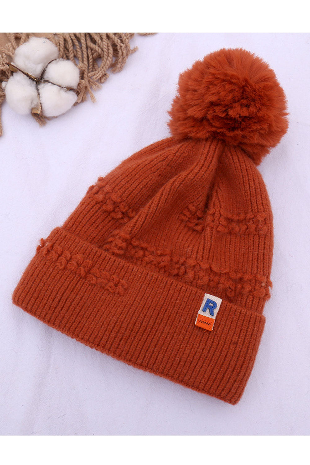 Women Fleece Ball Decoration Ear Protection Knitted Hat