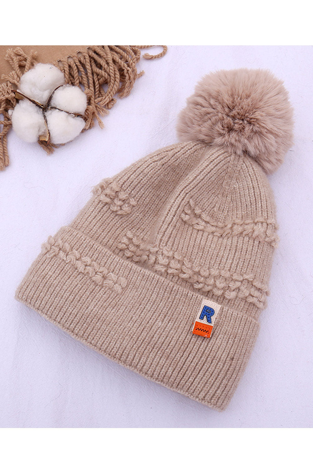 Women Fleece Ball Decoration Ear Protection Knitted Hat
