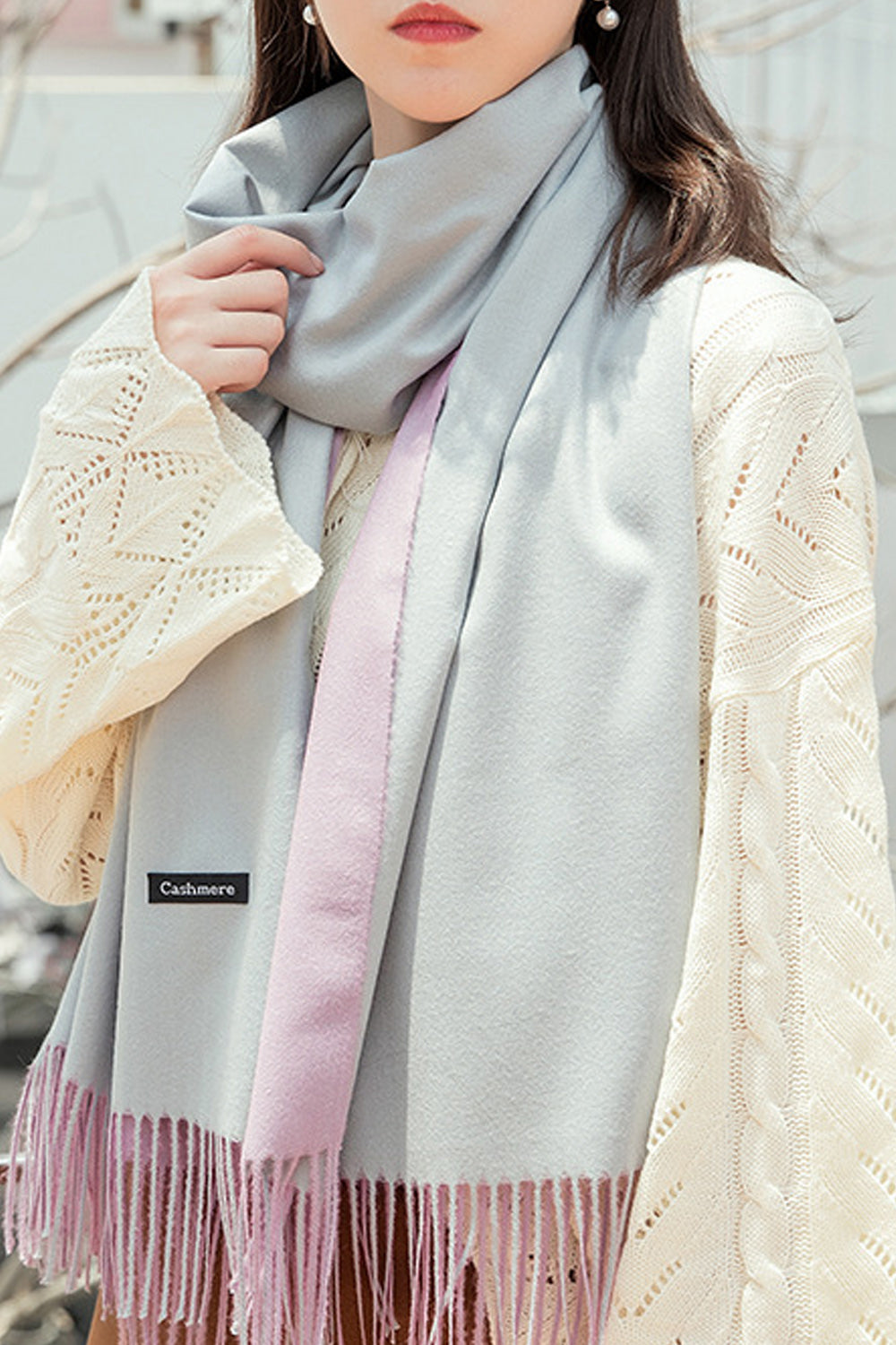 Women Rectangular Shape Solid Colored Thick Autumn Muffler