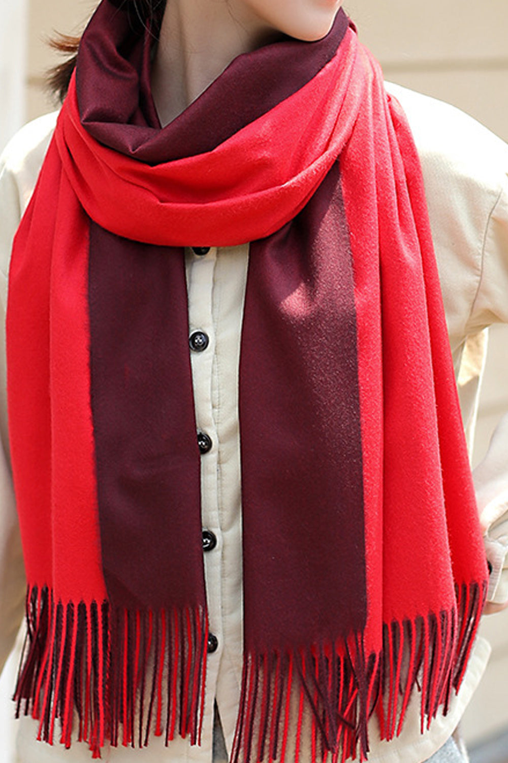 Women Rectangular Shape Solid Colored Thick Autumn Muffler