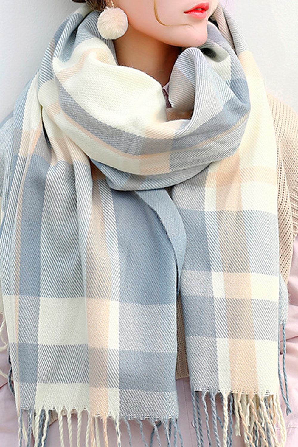 Women Beautiful Plaid Pattern Casual Cashmere Winter Muffler