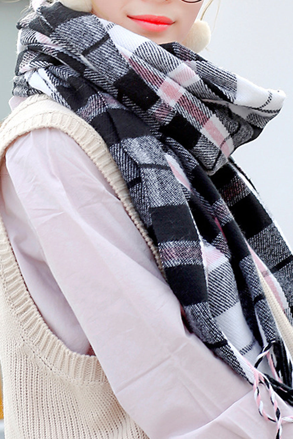 Women Beautiful Plaid Pattern Casual Cashmere Winter Muffler