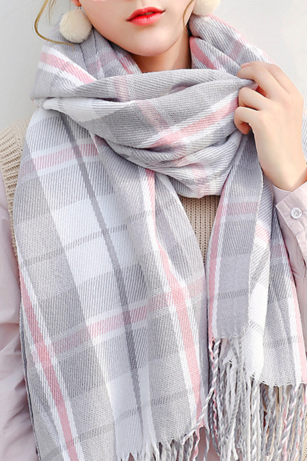 Women Beautiful Plaid Pattern Casual Cashmere Winter Muffler