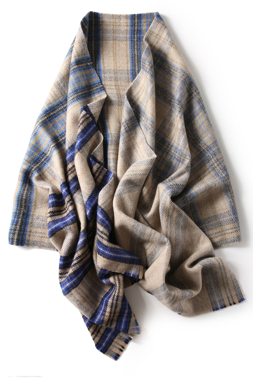 Women Cashmere Long Length Cozy Plaid Pattern Muffler