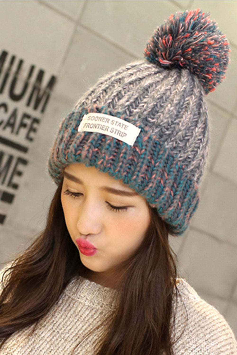Women Beautiful Decorative Ball Warm Knitted Hat