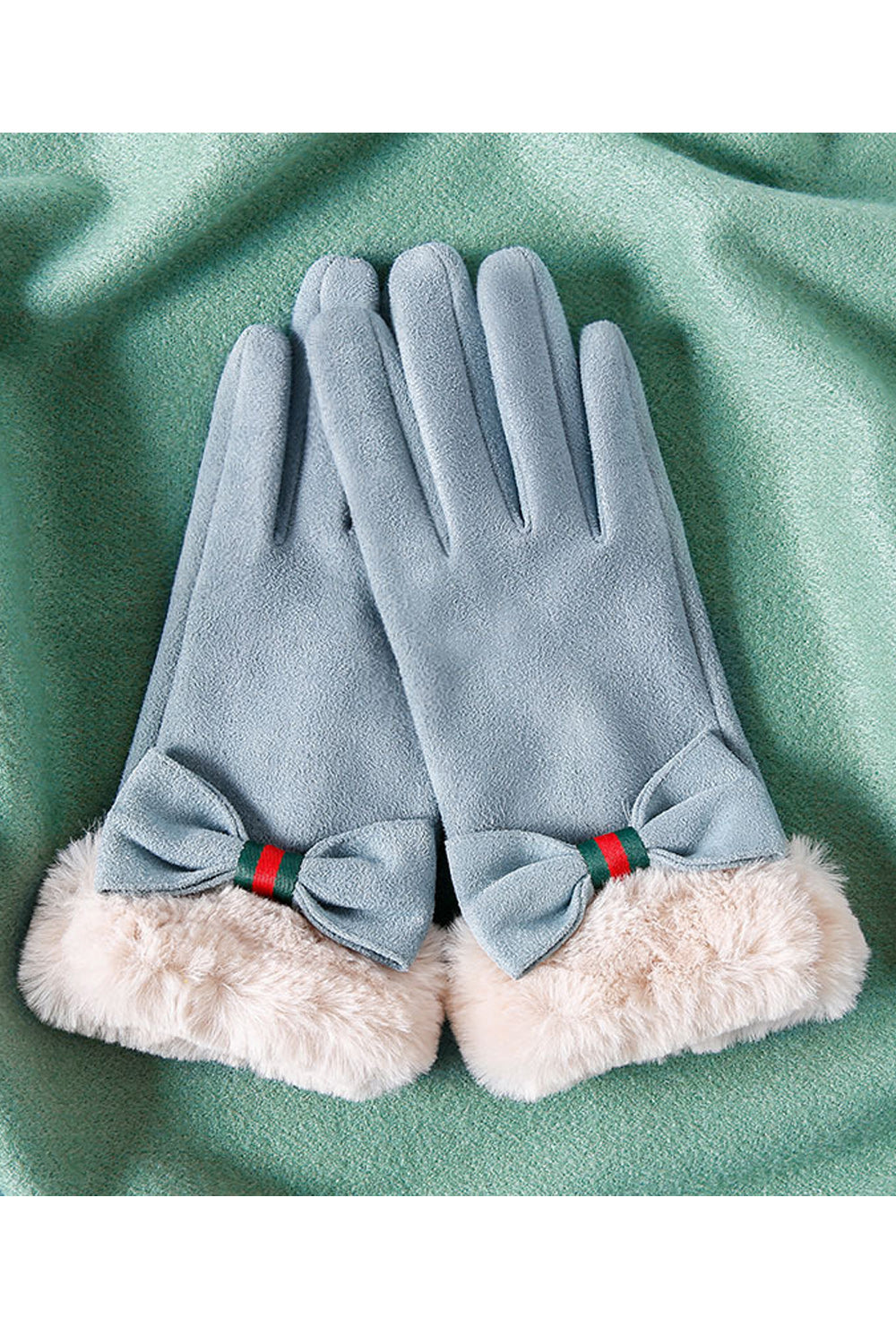 Women Classic Style Solid Pattern Winter Season Warm Suede Gloves