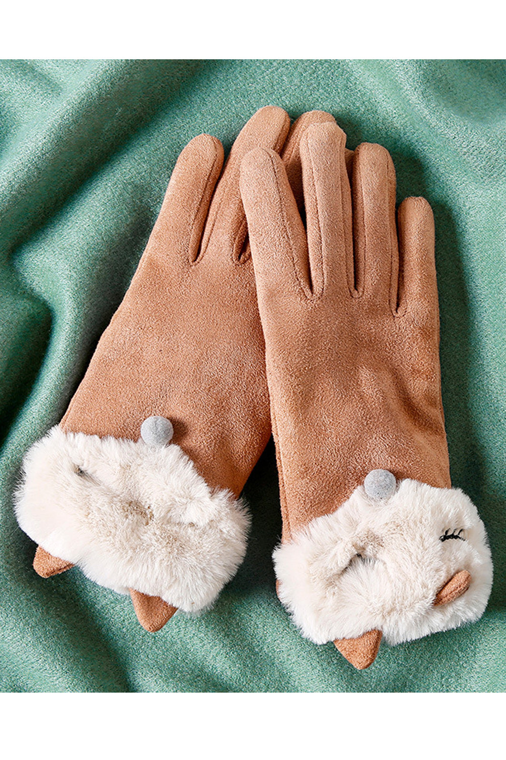 Women Thick Beautiful Solid Pattern Winter Season Suede Gloves