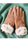 Women Thick Beautiful Solid Pattern Winter Season Suede Gloves
