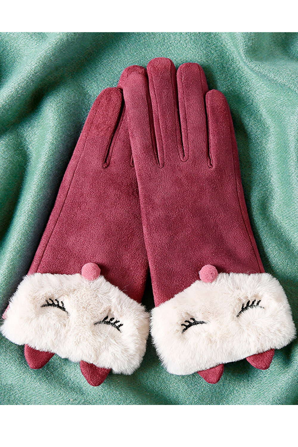 Women Thick Beautiful Solid Pattern Winter Season Suede Gloves