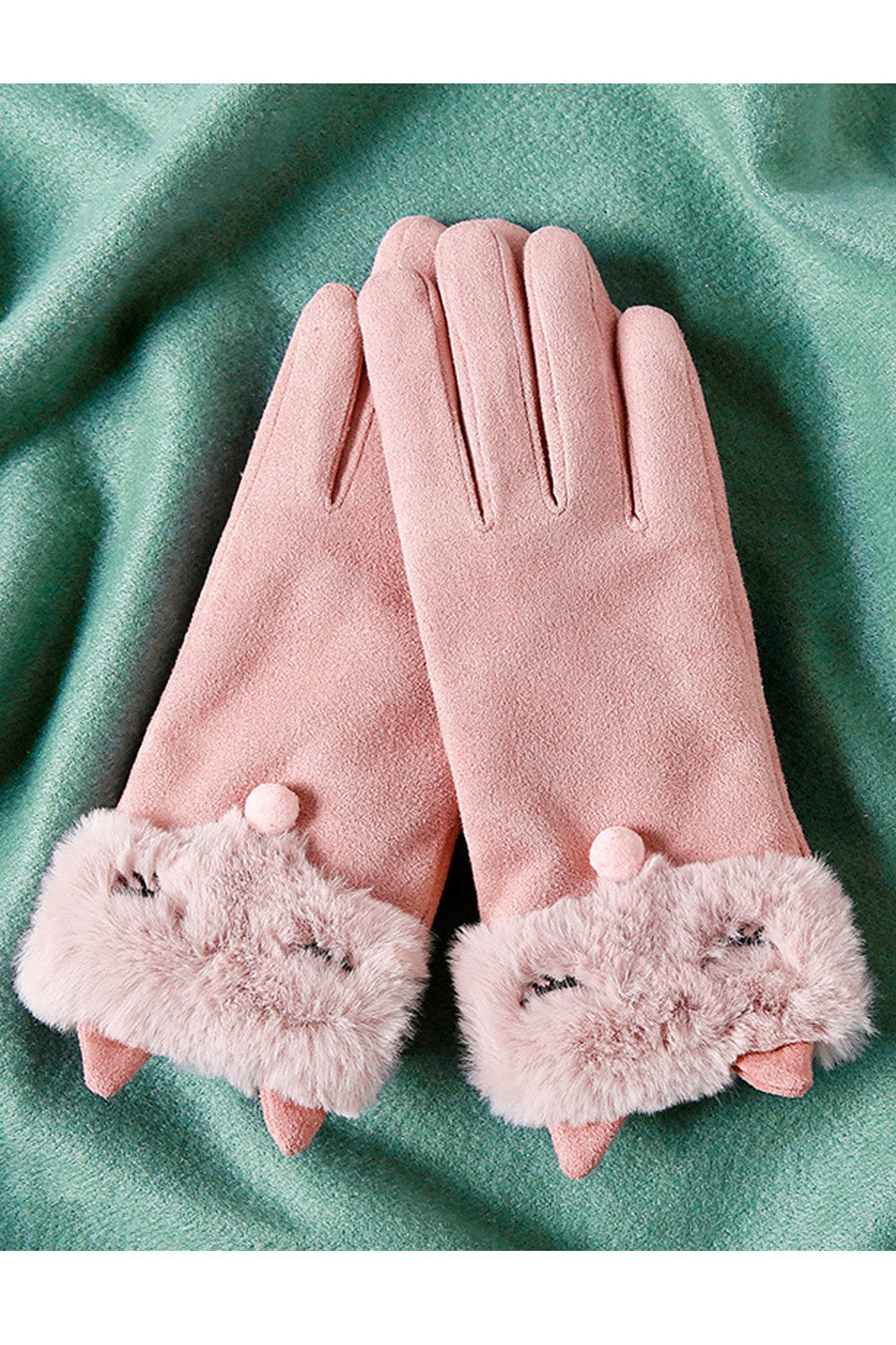 Women Thick Beautiful Solid Pattern Winter Season Suede Gloves