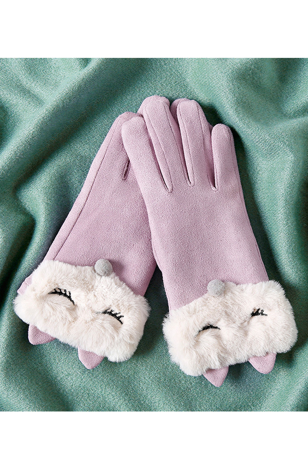 Women Thick Beautiful Solid Pattern Winter Season Suede Gloves