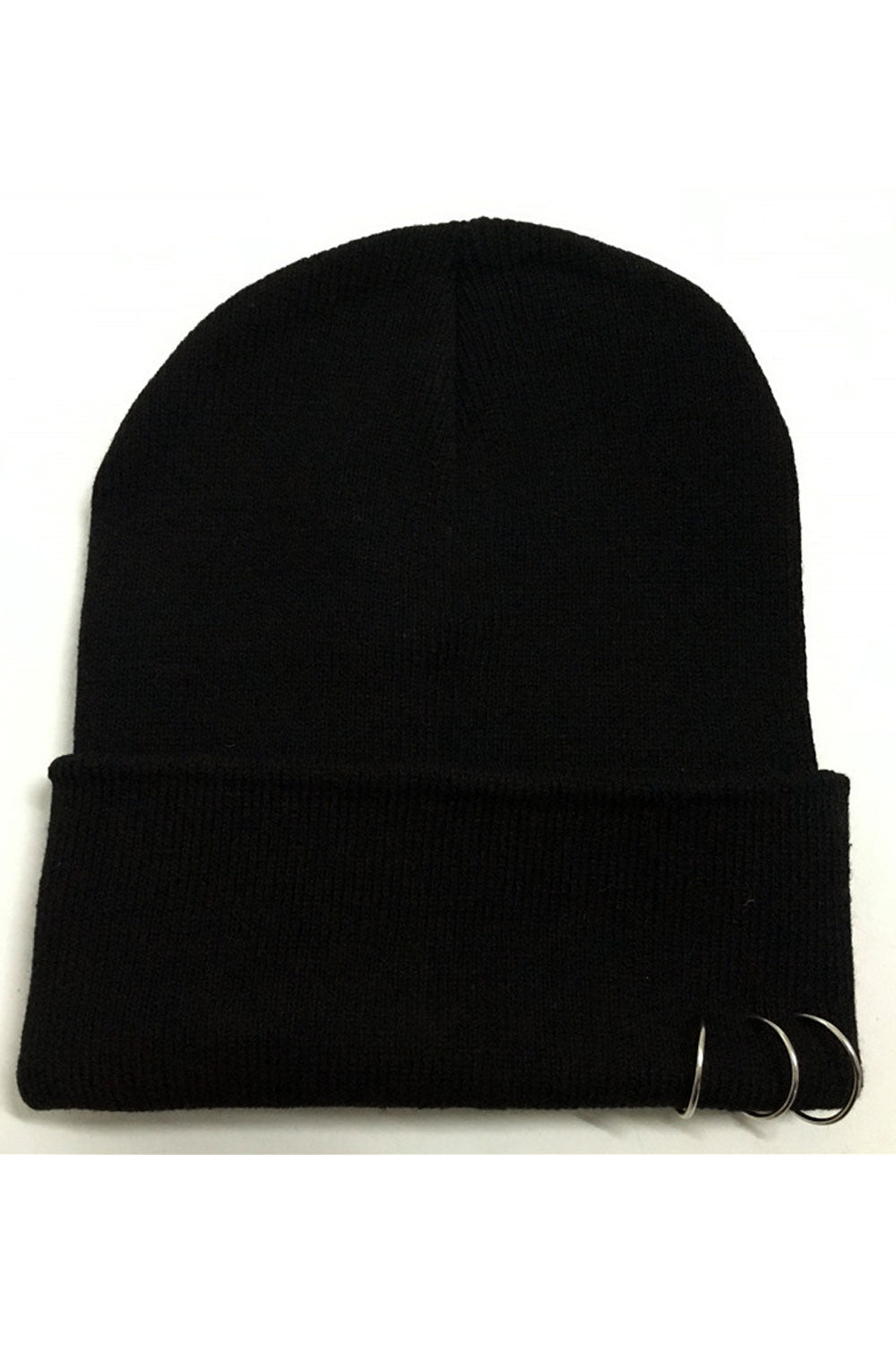 Women Metal Ring Decoration Ear Protection Knitted Hat