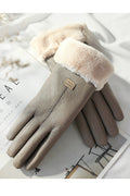 Women Smooth Soft Casual Solid Colored Suede Gloves