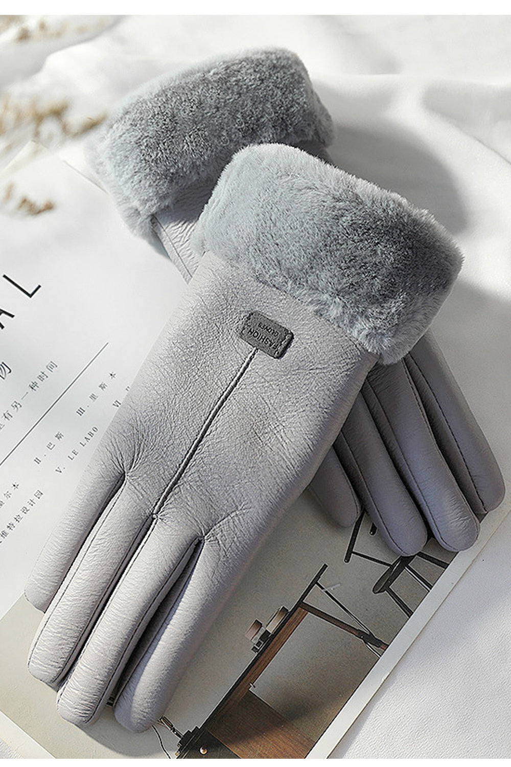 Women Smooth Soft Casual Solid Colored Suede Gloves