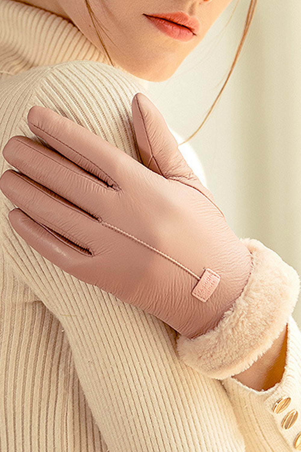 Women Smooth Soft Casual Solid Colored Suede Gloves