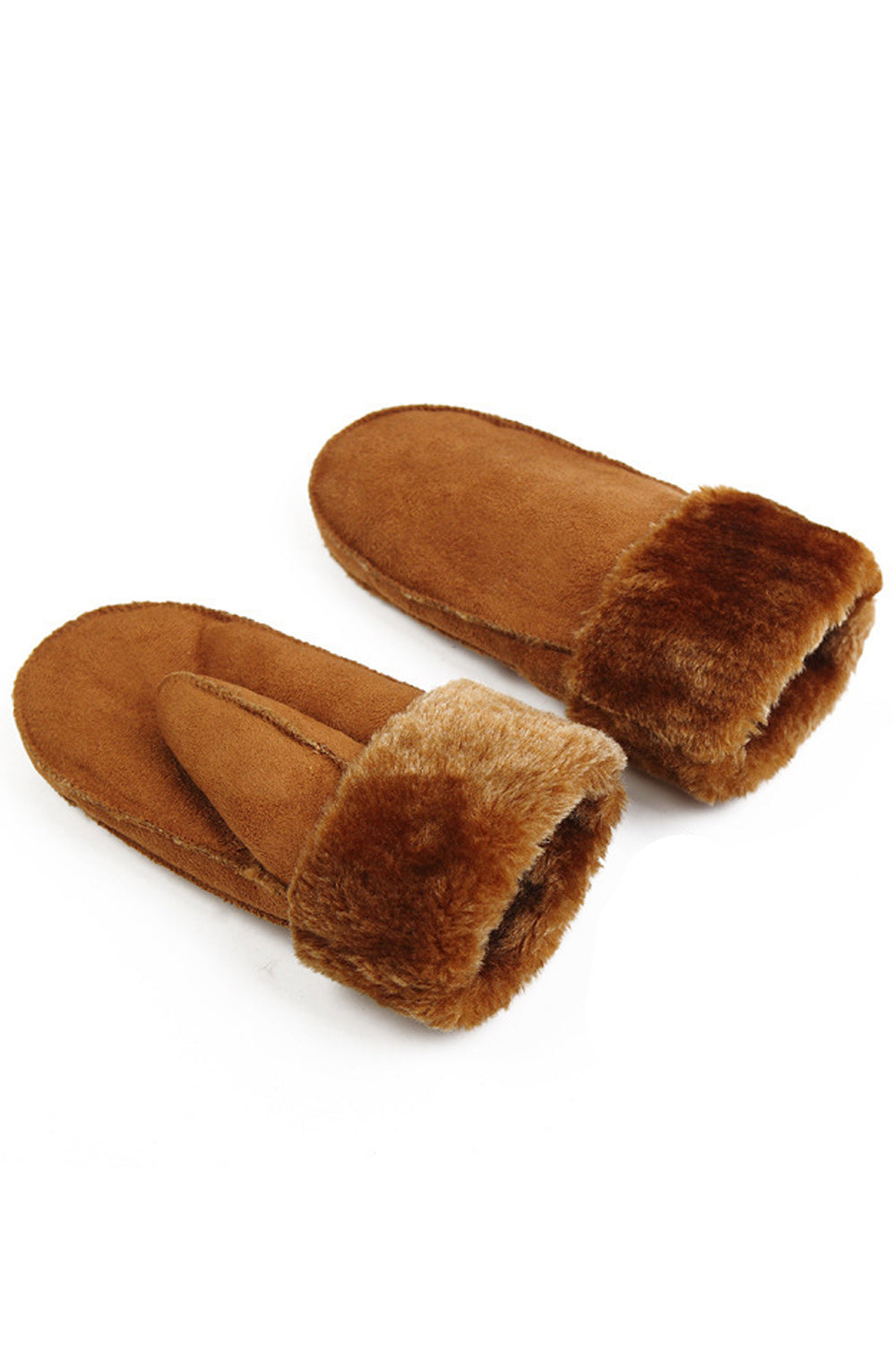 Women Thick Cozy Solid Pattern Lovely Suede Gloves