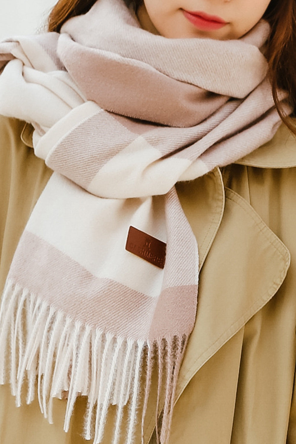 Women Plaid Pattern Magnificent Tassel Decorated Cozy Muffler