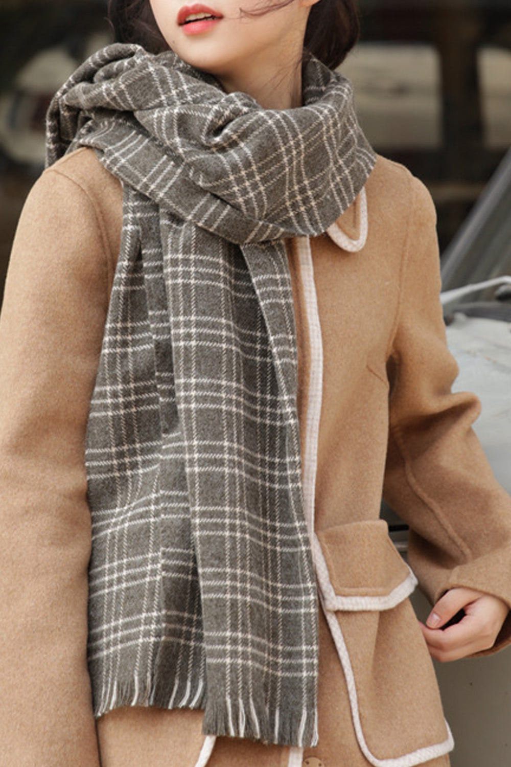 Women Classy Plaid Pattern Warm Casual Autumn Season Muffler
