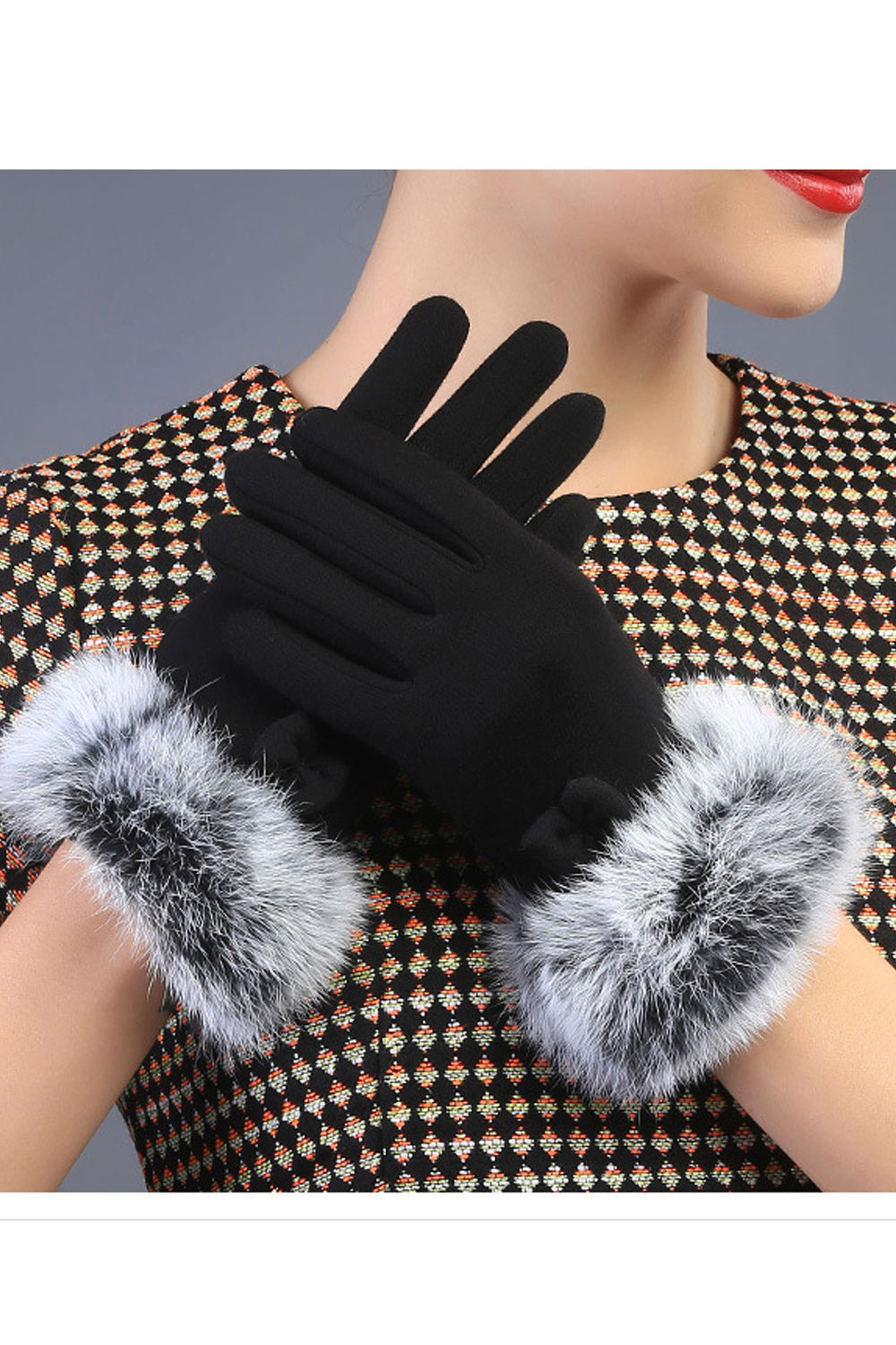 Women Comfortable Warm Solid Pattern Winter Casual Knitted Gloves