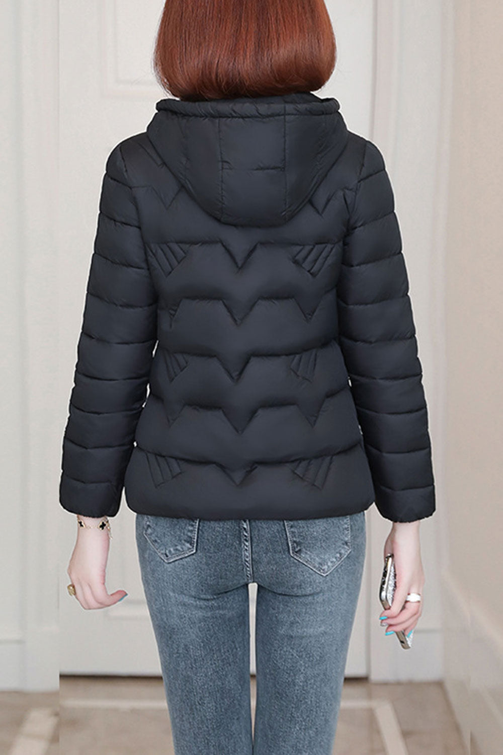 Women Easy Zipper Closure Long Sleeve Thick Cozy Padded Jacket