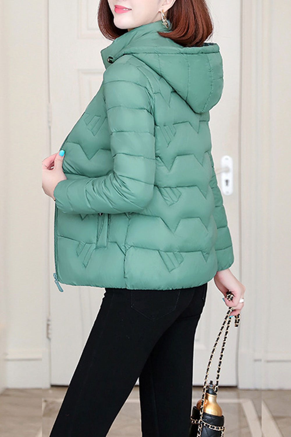 Women Easy Zipper Closure Long Sleeve Thick Cozy Padded Jacket