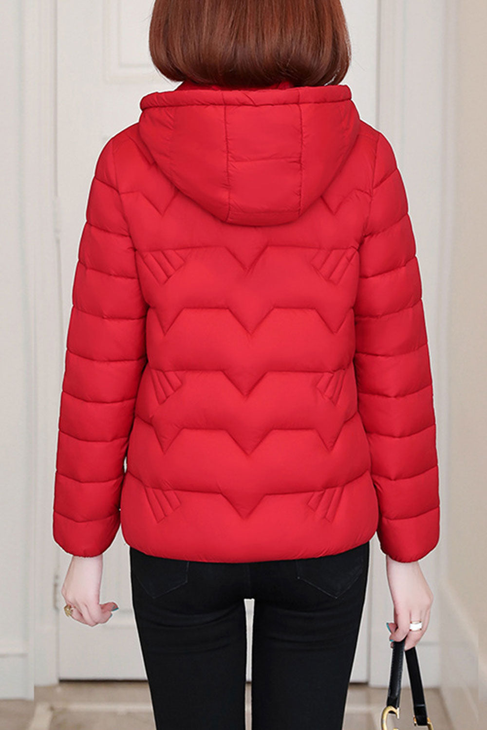Women Easy Zipper Closure Long Sleeve Thick Cozy Padded Jacket