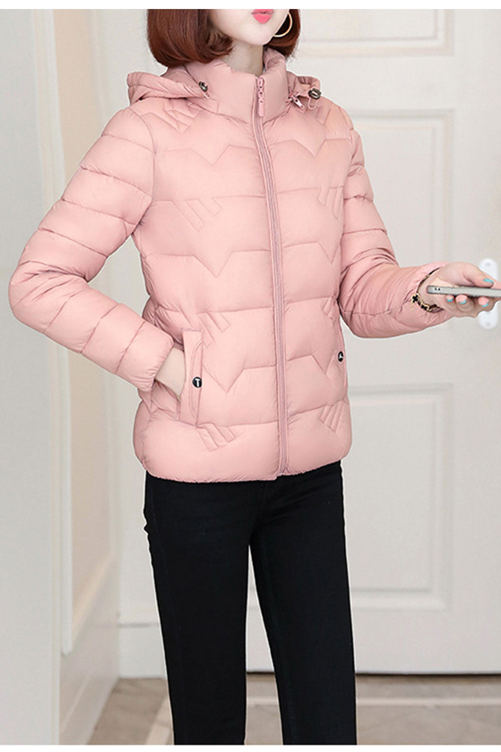 Women Easy Zipper Closure Long Sleeve Thick Cozy Padded Jacket