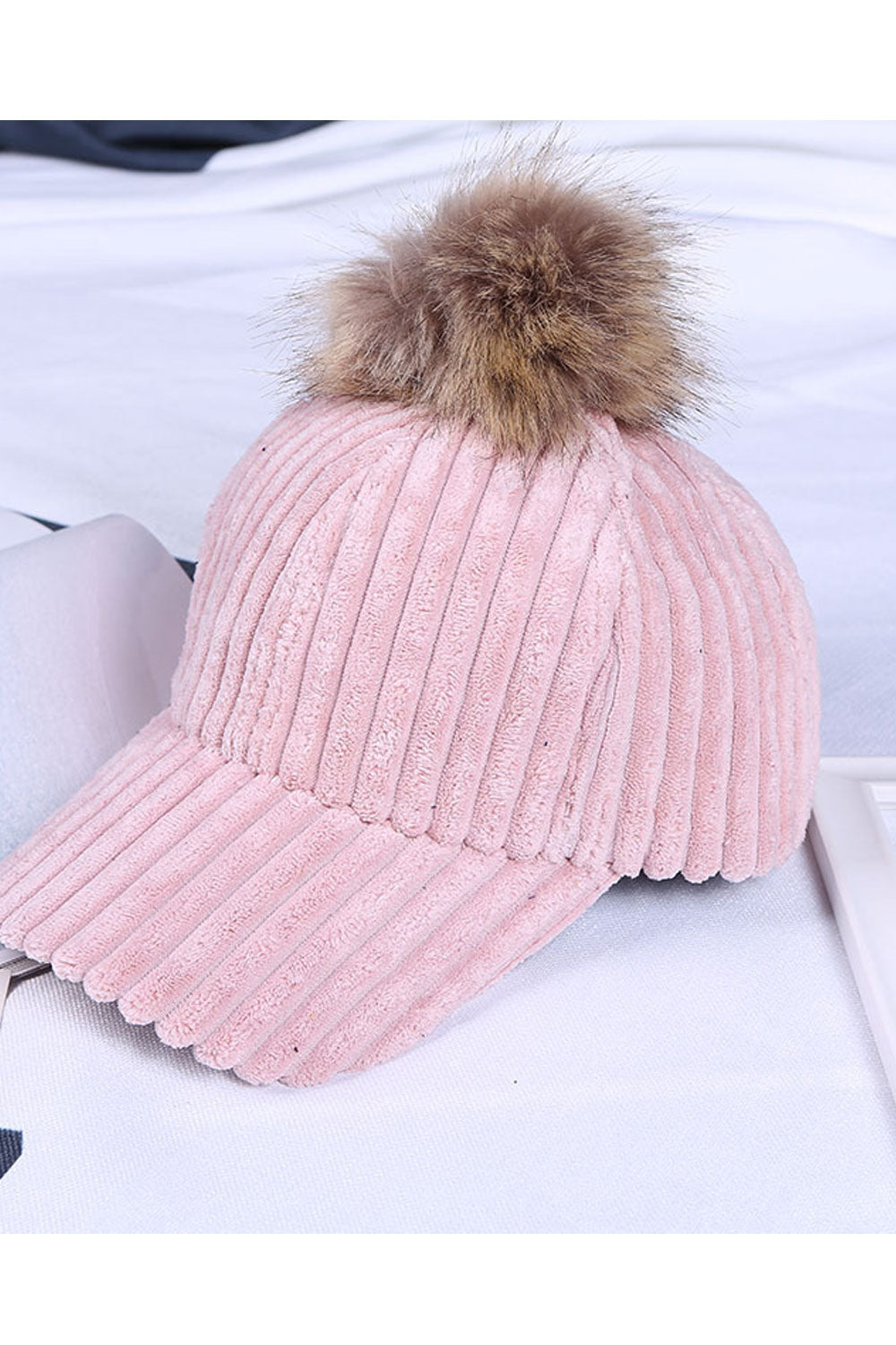 Women Hairball Decorated Thick Cold Protection Knitted Hat