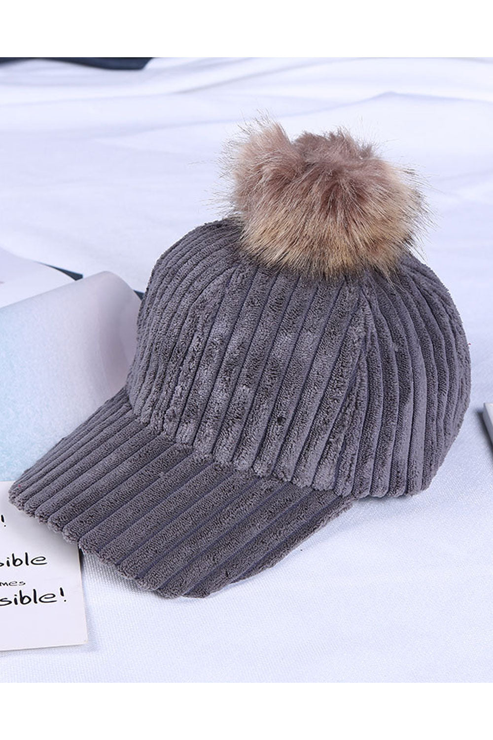 Women Hairball Decorated Thick Cold Protection Knitted Hat