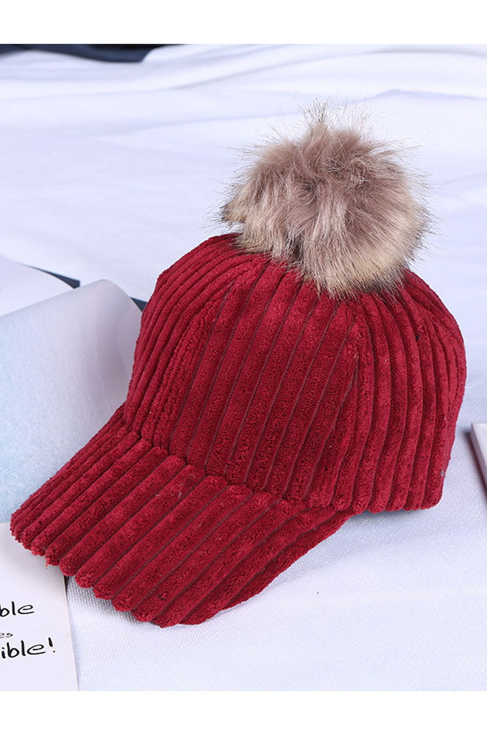 Women Hairball Decorated Thick Cold Protection Knitted Hat