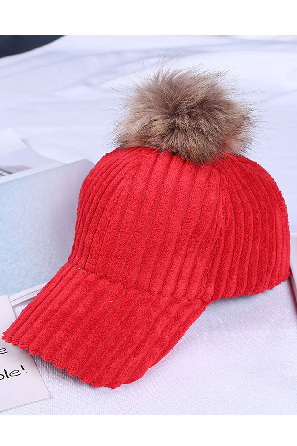 Women Hairball Decorated Thick Cold Protection Knitted Hat