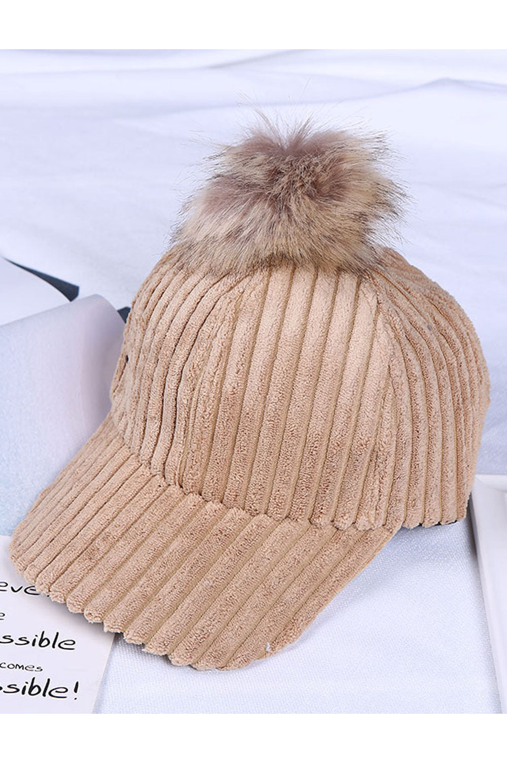 Women Hairball Decorated Thick Cold Protection Knitted Hat