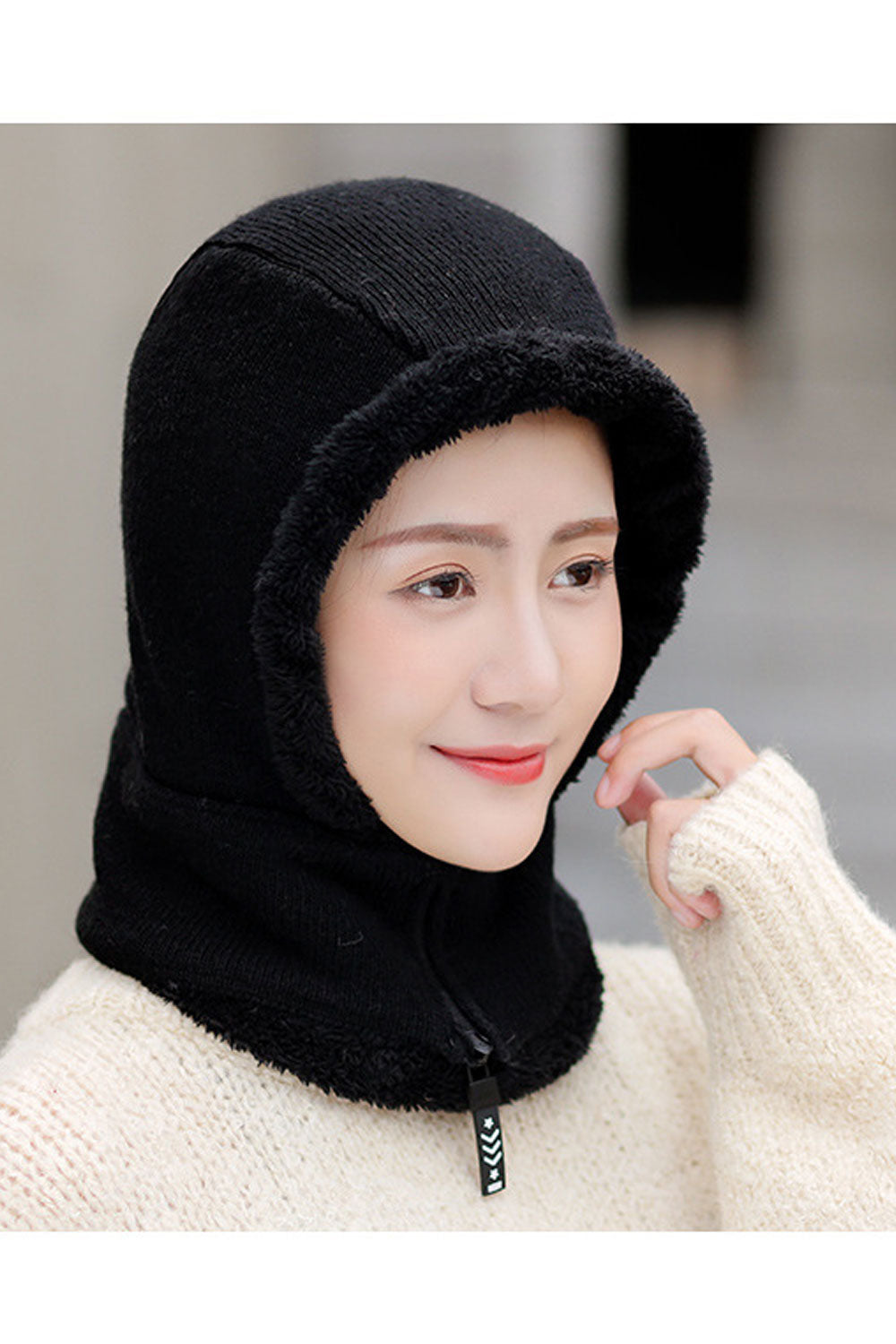 Women Warm Earmuffs Face Protection Winter Knitted Hat